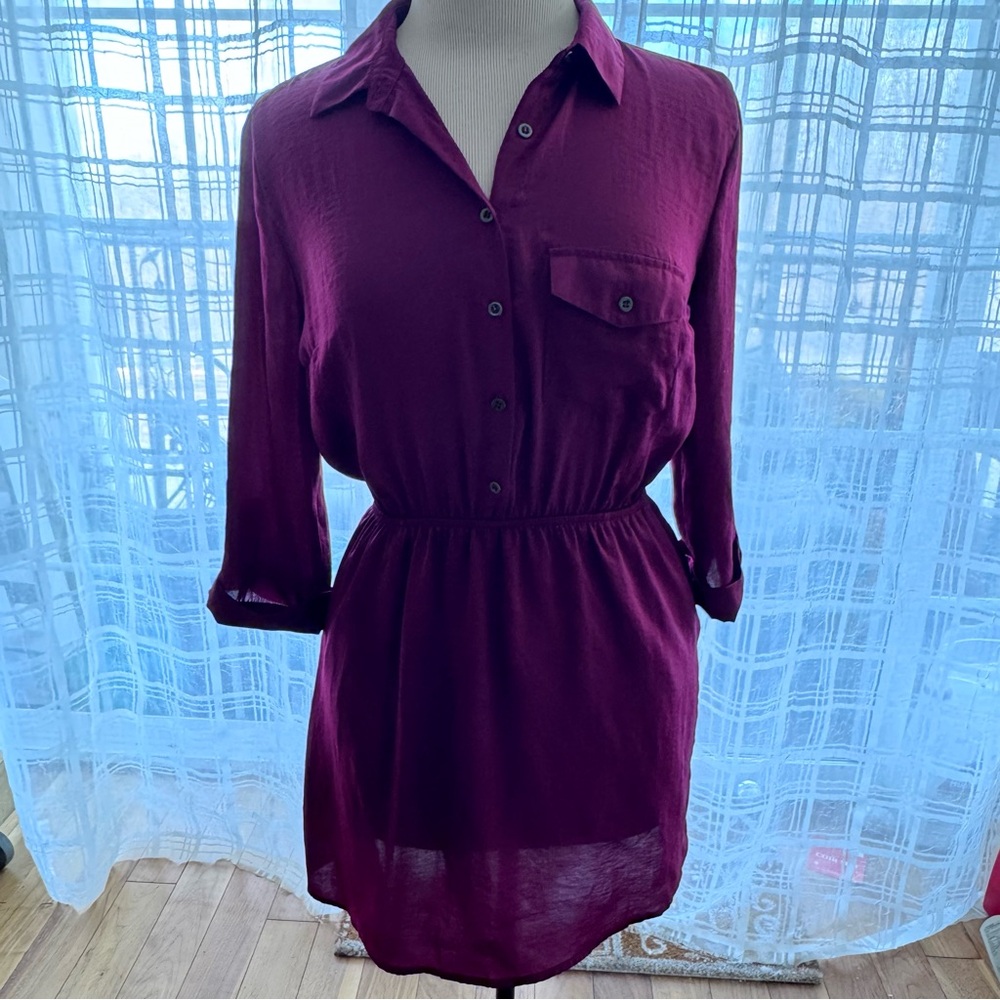 Forever 21 Wine Button Up and Collared Mini Dress